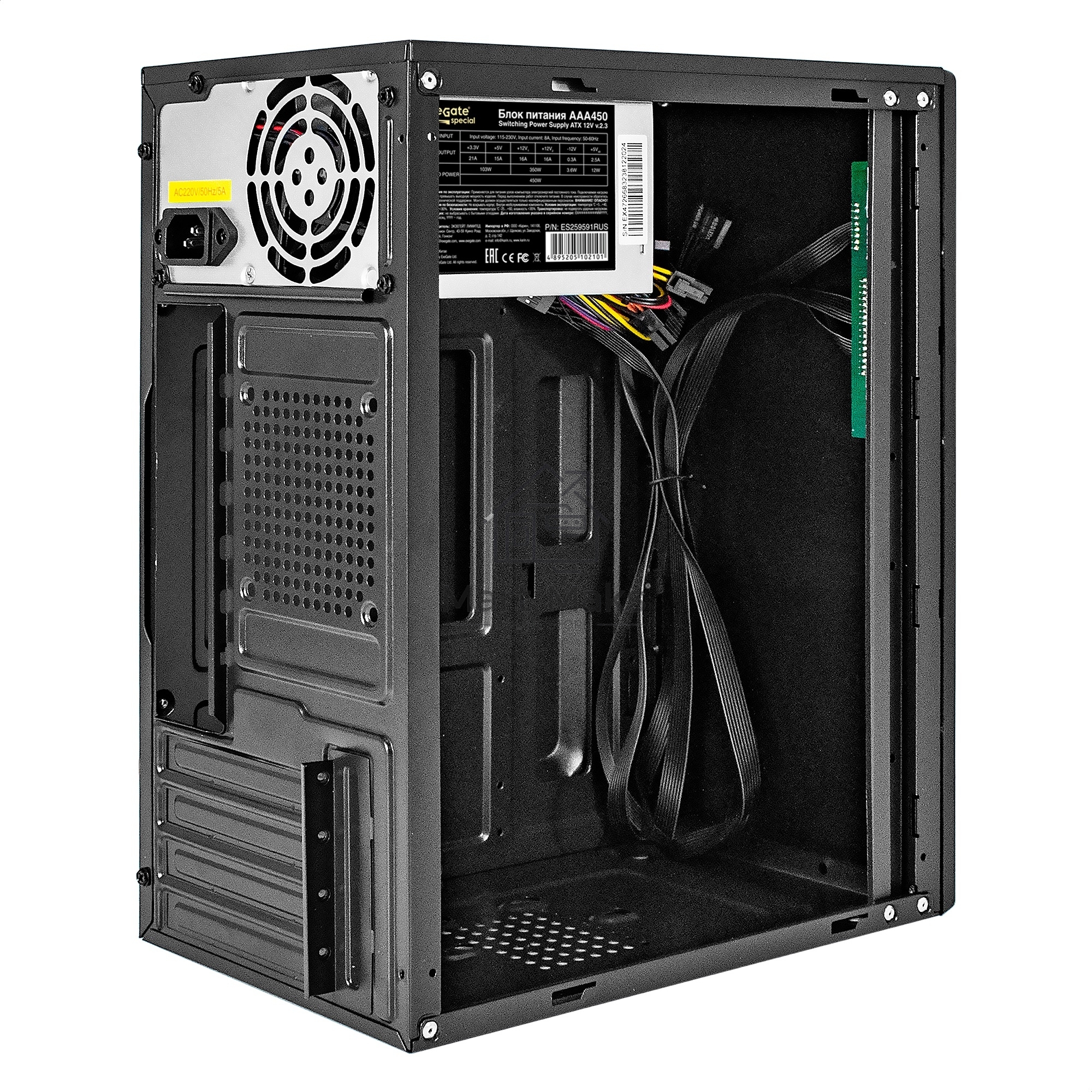Компьютерный корпус Minitower ExeGate BAA-408U-AAA450 (mATX, БП AAA450 с вент. 8см, 2*USB+1*USB3.0, HD Audio, черный)