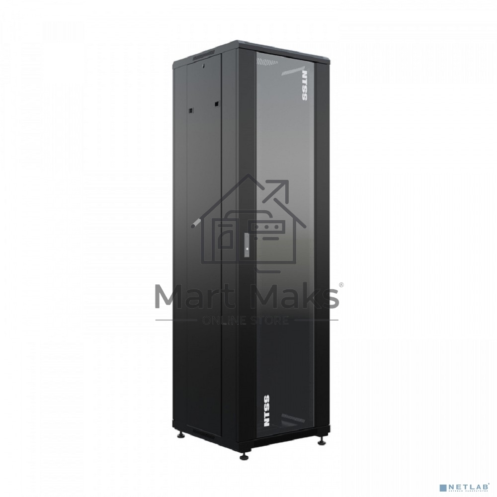 Шкаф коммутационный NTSS Премиум (NTSS-R42U6060GS-BL) напольный 42U 600x600мм пер.дв.стекл металл 900кг черный 510мм 86кг 1987мм IP20 сталь