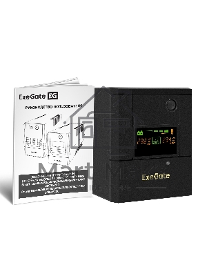 Источник бесперебойного питания ExeGate Smart LB-2200.LCD.AVR.8C13 (2200VA/1300W, цветной LCD, AVR, 8*C13, батарея 12V 9Ah - 2 шт., металлический корпус, Black)