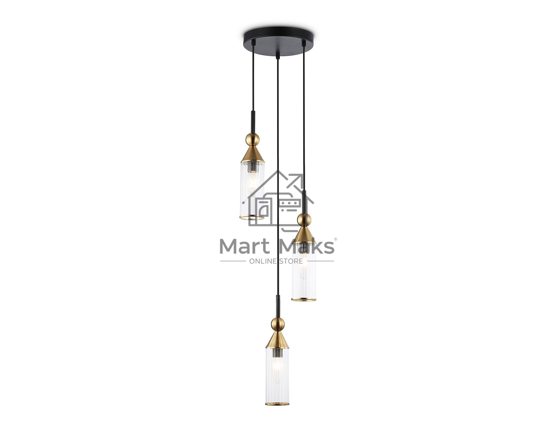 Светильник Ambrella light LH55252/3 BK/BS/CL черный/латунь/прозрачный E14*3 max 40W D230*1200