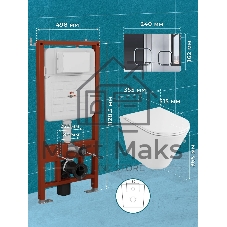 Комплект BAU 6 в 1: усиленная инсталляция BAU IDEAL, унитаз подвесной безободковый торнадо обратного потока Bau Nimb 52х36 Hurricane-2, сиденье дюропласт микролифт, клавиша BAU Strike, хром
