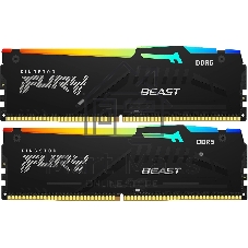 Оперативная память Kingston Fury Beast, DDR5, 16Gb (2x8GB), 5600MHz, CL40, DIMM, с радиаторами, RGB, черный
