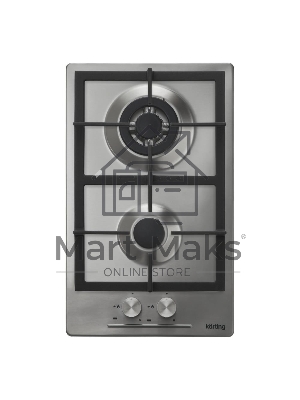 Встраиваемая газовая панель Korting HG 365 CTX / 30 x 51 см, 2 конфорки, электроподжиг, газ-контроль, чугунные решетки, в комплекте - подставка WOK и адаптер для кофейника, нержавеющая сталь