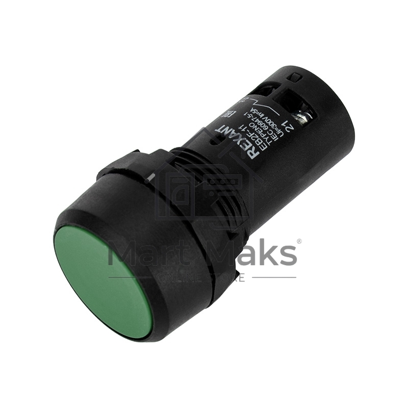 Кнопка Rexant EB22 возвратная зеленая NO+NC 230 В