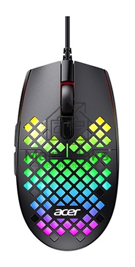 Мышь проводная Acer OMW134 черный, 3200 dpi, USB, кнопки - 6