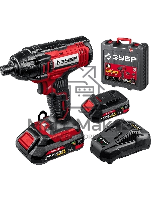 Винтоверт ЗУБР 18В, 2 АКБ (2Ач), в кейсе, ударный. ГВЛ-255-22