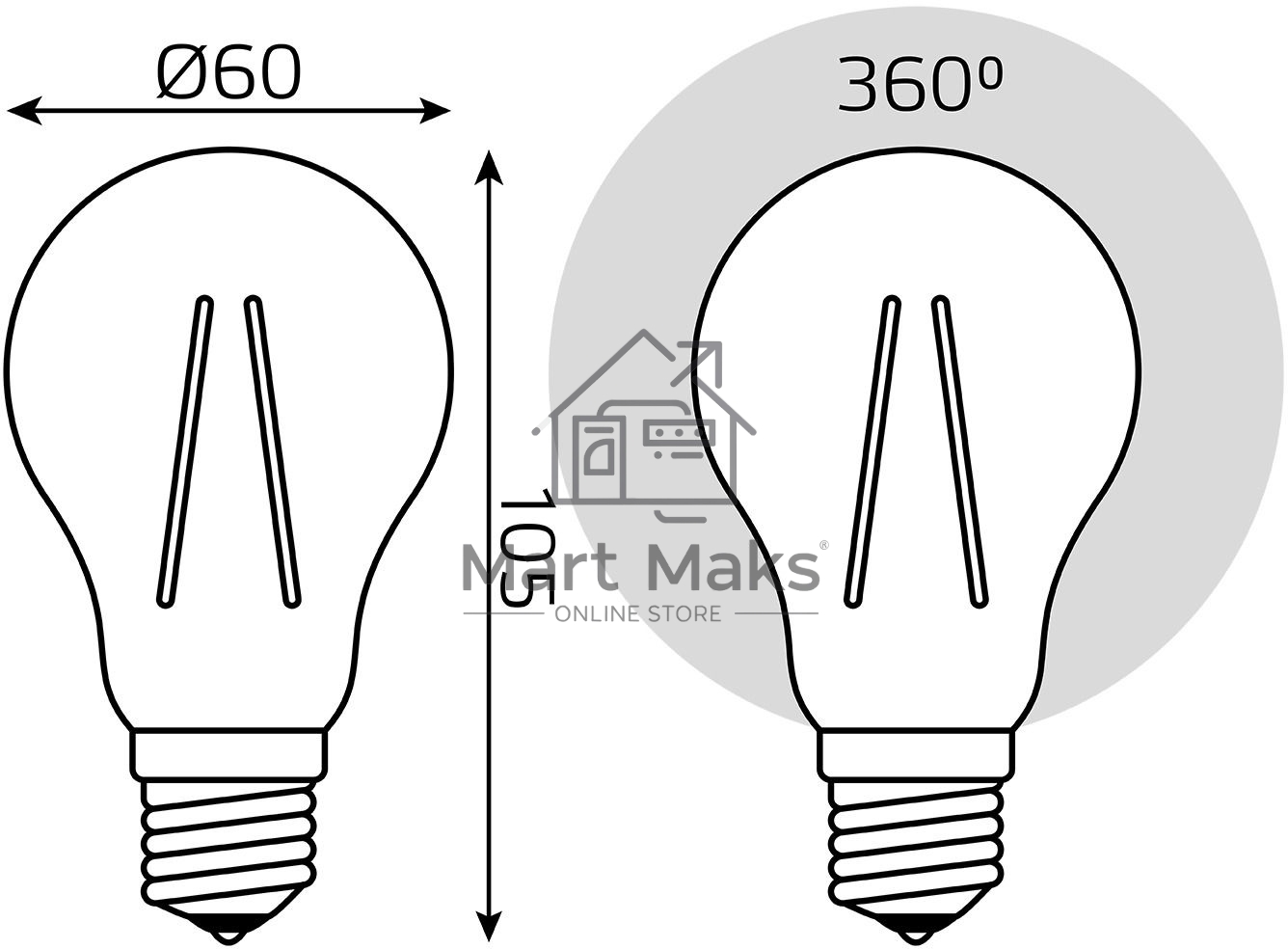 Лампа Gauss Filament А60 15W 1400lm 2700К Е27 LED 1/10/40