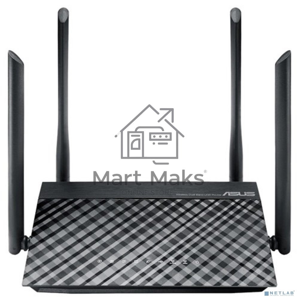 Маршрутизатор беспроводной Asus RT-AC1200 10/100BASE-TX черный (Dual Band)