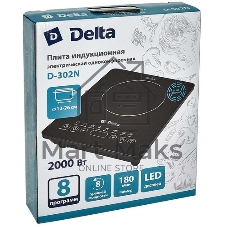 Плита настольная электрическая DELTA D-302N черный, 2 кВт, индукция, конфорки - 1, стеклокерамика, сенсор