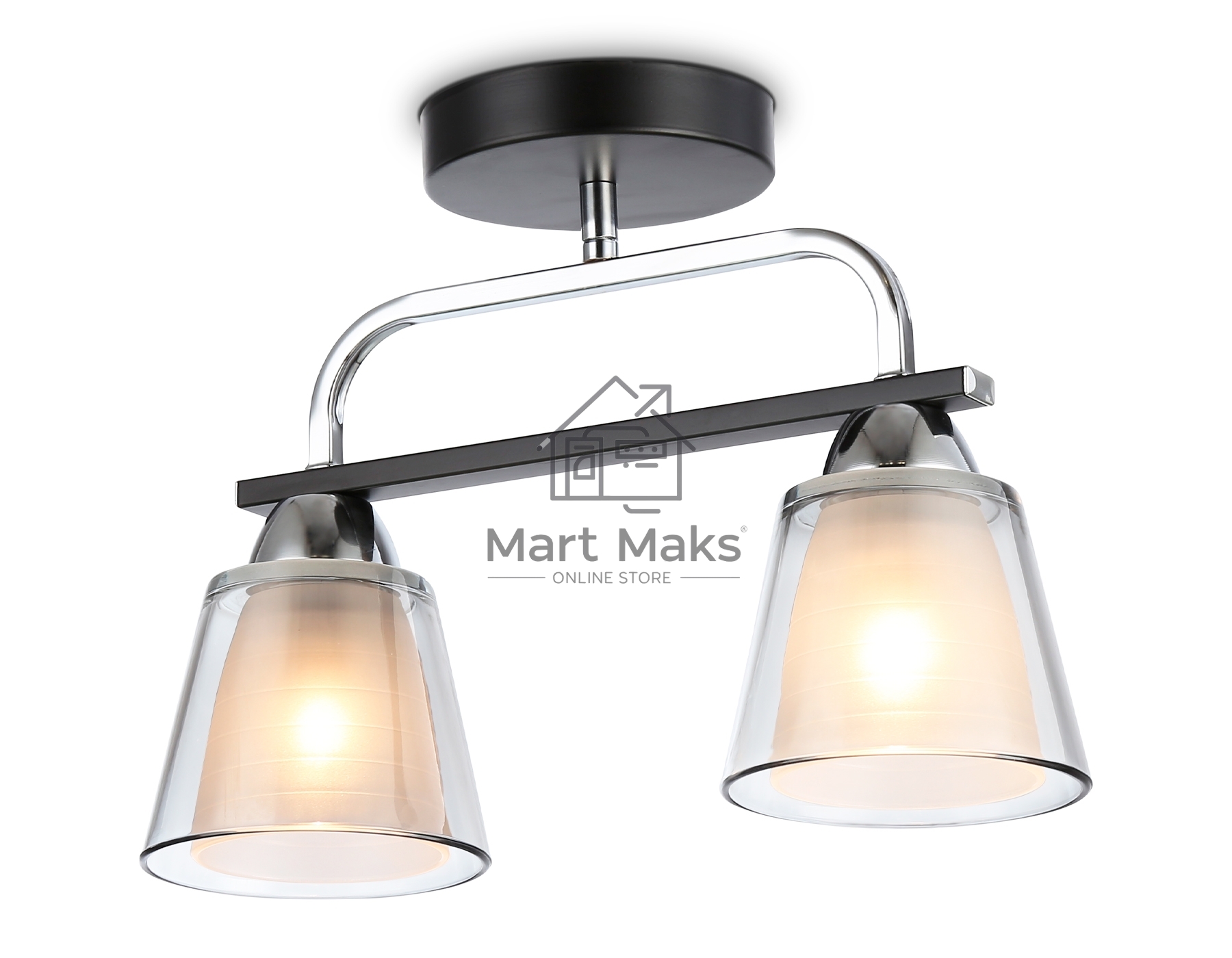 Светильник Ambrella light TR303231/2 BK/CH/SM/FR черный/хром/дымчатый/белый матовый E27*2 max 60W 340*120*250