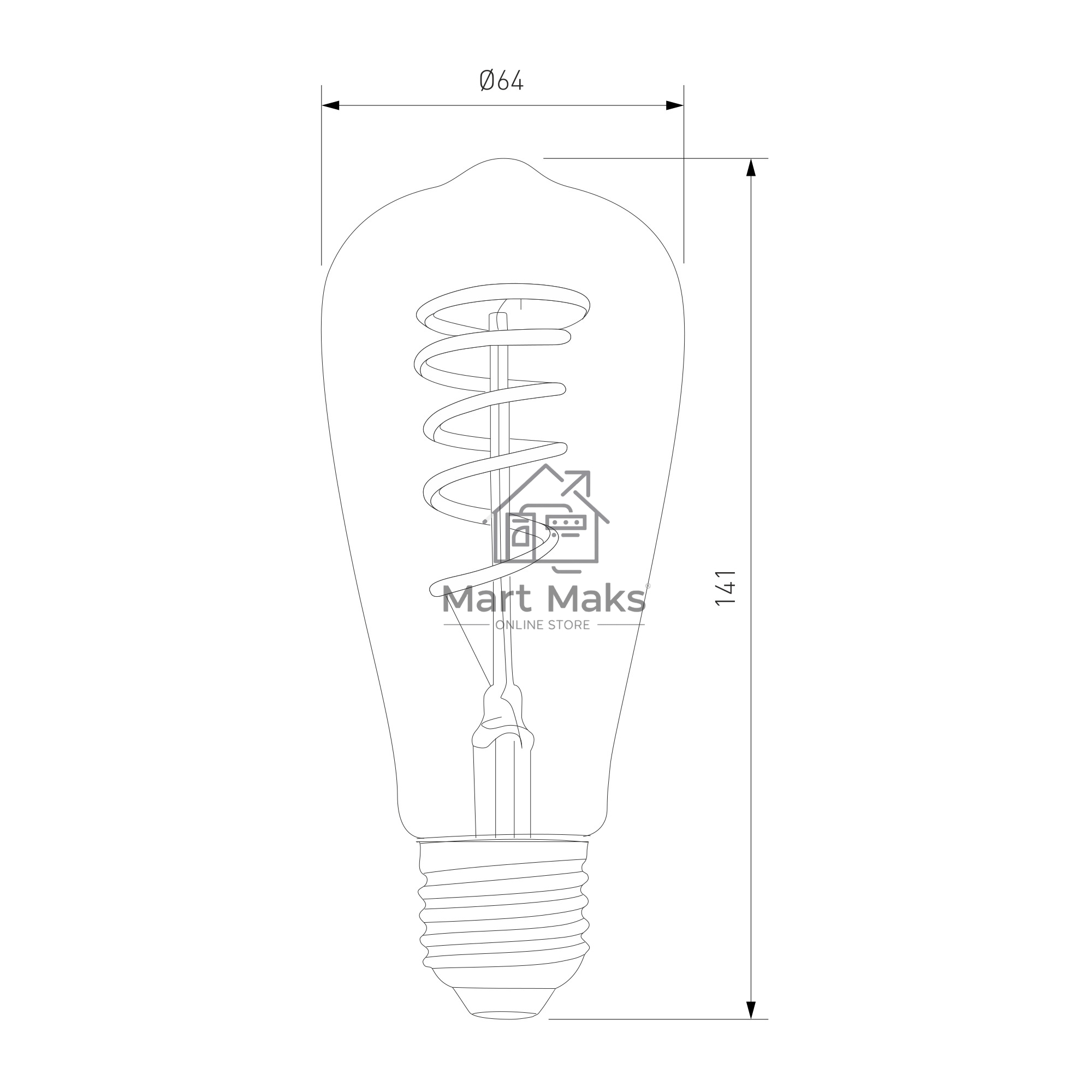 BLE2746/ Светодиодная лампа Dimmable 5W 2700K E27 (ST64 тонированный)(BLE2746)