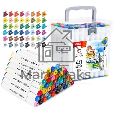 Набор маркеров для скетчинга Deli E70803-48 Color Emotion 11мм, 150мм, трехгранный корпус, двойной пишущий наконечник, 1-7мм, 48 цветов, ассорти, пластиковая коробка (48шт.)