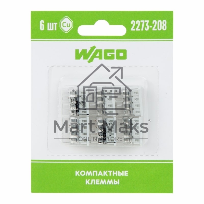 Компактная 8-проводная клемма, 6 штук (серия 2273-208)