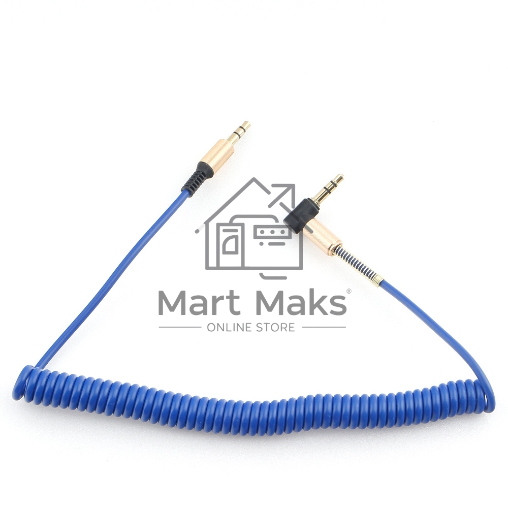 Кабель Cablexpert аудио 90˚ спиральный  CCAB-02-35MMLC-1.8MU. 3.5 Jack (M)/3.5 Jack (M), синий, 1.8м, блистер
