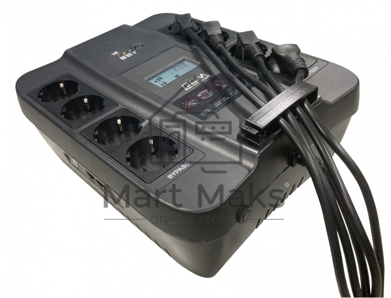 Источник бесперебойного питания Powercom Back-UPS SPIDER, Line-Interactive, LCD, AVR, 1100VA/605W, Schuko, USB, black (1452054)