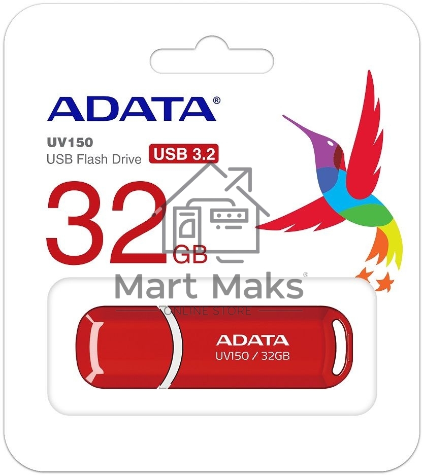 Флешка USB R/W ADATA Flash Drive 32Gb UV150 AUV150-32G-RRD USB3.0, Red