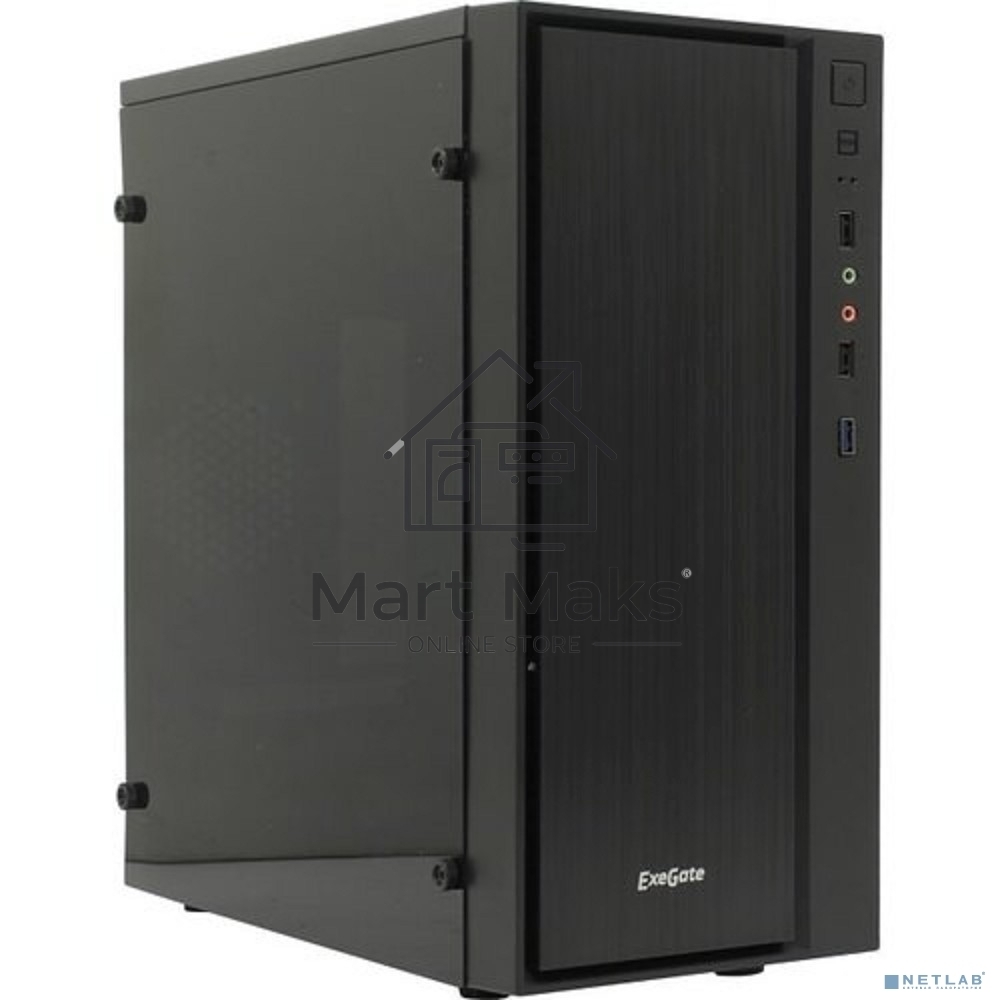 Компьютерный корпус Minitower ExeGate mEVO-9301 Black-RGB light, ATX, <600NPX>, 2*USB+1*USB3.0, HD Audio