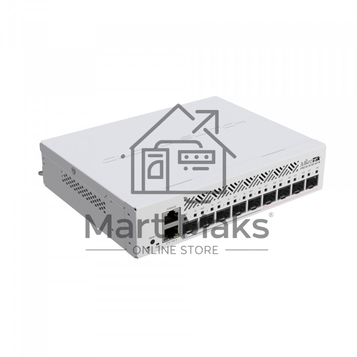 Коммутатор MikroTik Cloud Router Switch CRS310-1G-5S-4S+IN with 800 MHz CPU, 256 MB RAM, 4xSFP+, 5xSFP cages, 1xGBit LAN port, RouterOS L5, desktop case, rackmount ears, PSU