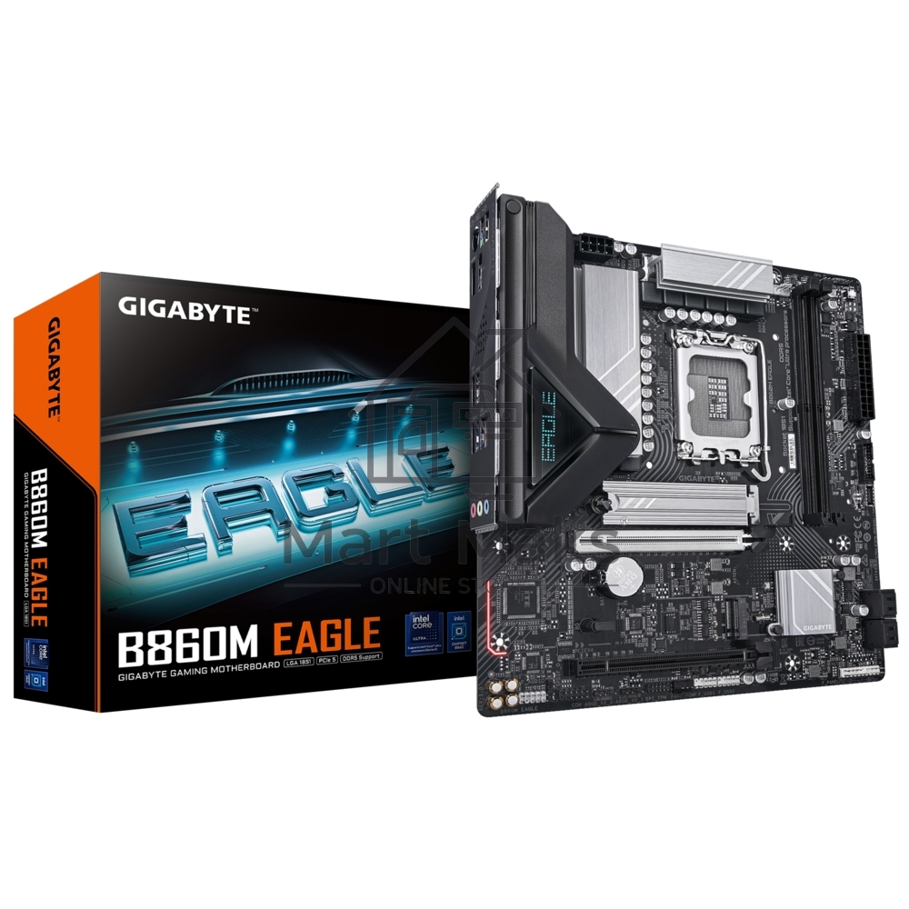 Материнская плата Gigabyte B860M EAGLE, LGA 1851, Intel B860, 2xDDR5, 4xSATA, 2xM.2, 1xPCI-E 5.0 x16, 1xPCI-E 4.0 x4, 1xHDMI, 1xDP, 1x 2.5Gb LAN, 3xUSB-A 3.2 Gen 1, 3xUSB-A 2.0, 3x3.5 мм, 7.1, Micro-ATX