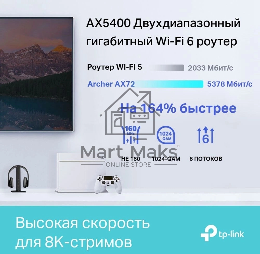 Маршрутизатор TP-Link Archer AX72 AX5400 Dual-Band Wi-Fi 6 Router
