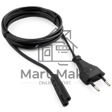 Кабель питания Cablexpert PC-184/2-1.5M черный (1.5м, CEE 7/16-C7, 2х0.5мм2, 2.5А) (PC-184/2-1.5M)