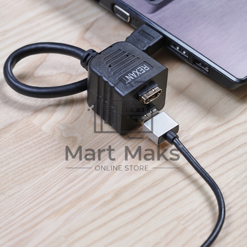 Переходник Rexant штекер HDMI - 2 гнезда HDMI с проводом, черный (10 шт./уп.)