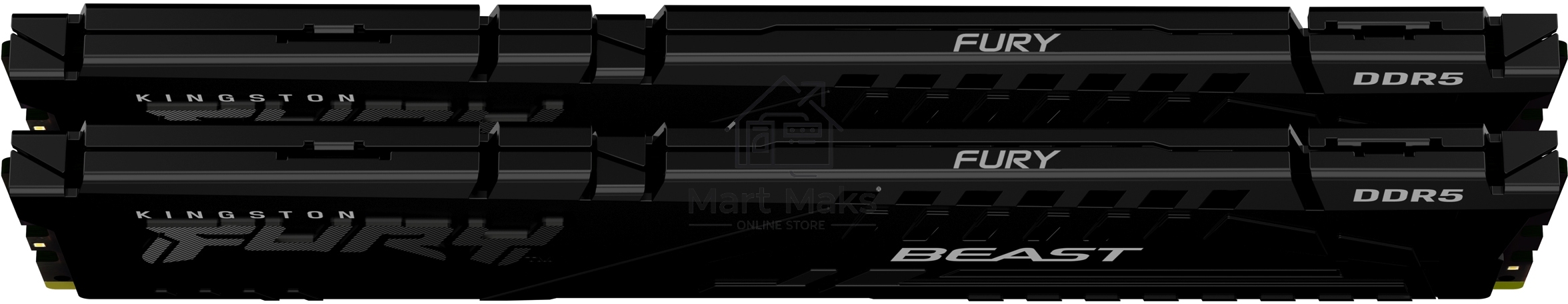 Оперативная память Kingston Fury Beast, DDR5, 32GB (2x16GB), 5200MHz, CL40, DIMM, радиатор, черный