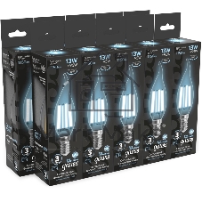 Лампа светодиодная филаментная Gauss Filament 13Вт цок.: E14 свеча св. свеч. бел. нейт. (упак.: 10 шт)