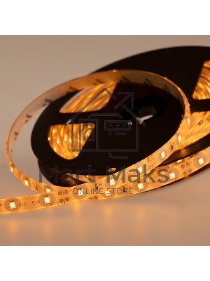 Лента светодиодная силикон, 8 мм, IP65, SMD 2835, 60 LED/m, 12 V, цвет свечения желтый