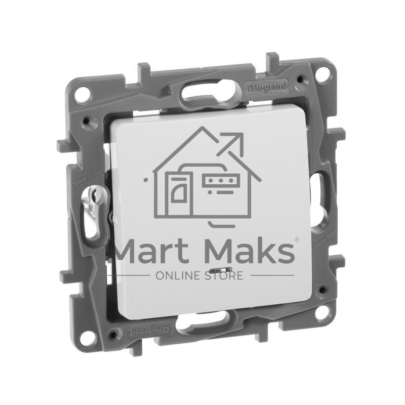 Механизм выключателя 1-кл. СП Etika 10АX с подсветкой / индикацией безвинт. зажимы бел. Leg 672203