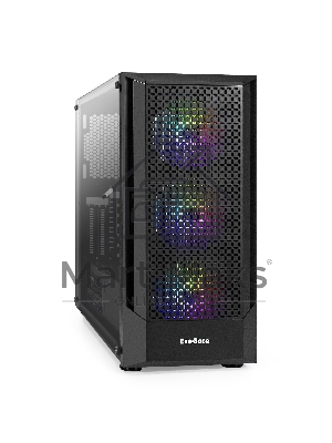 Компьютерный корпус Miditower ExeGate EVO-8227-NPX700 (ATX, БП 700NPX с вент. 12см, 2*USB+1*USB 3.0+HD Audio, черный, 3 вент. RGb, закаленное стекло)