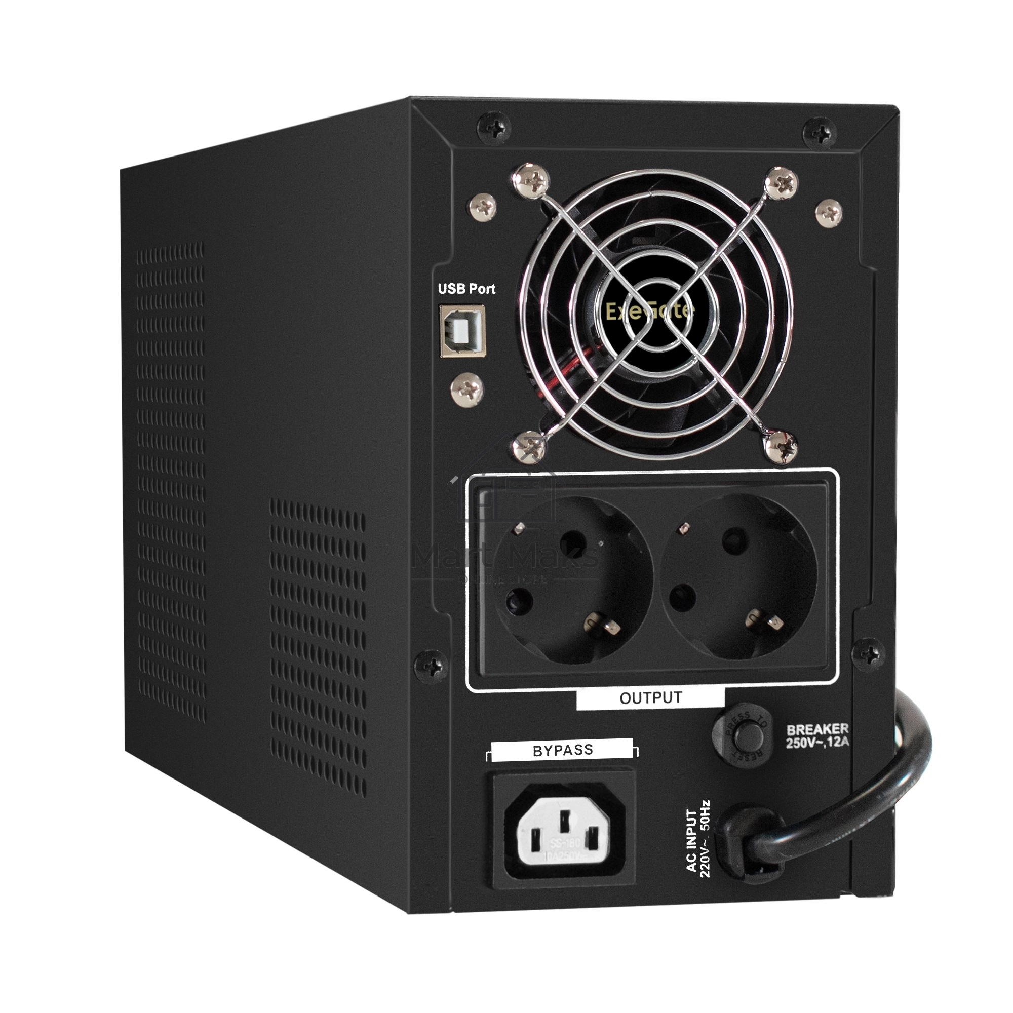 Источник бесперебойного питания ExeGate SineTower SN-1500.LCD.AVR.2SH.1C13.USB <1500VA/1200W, чистая синусоида, LCD дисплей, AVR, 2*Schuko+1*C13, USB, линейно-интерактивный, Black>