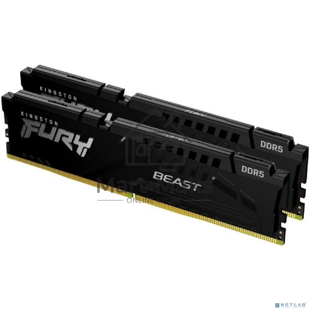 Оперативная память Kingston Fury Beast, DDR5, 16GB (2x8GB), 5600MHz, CL40, DIMM, с радиаторами, черный