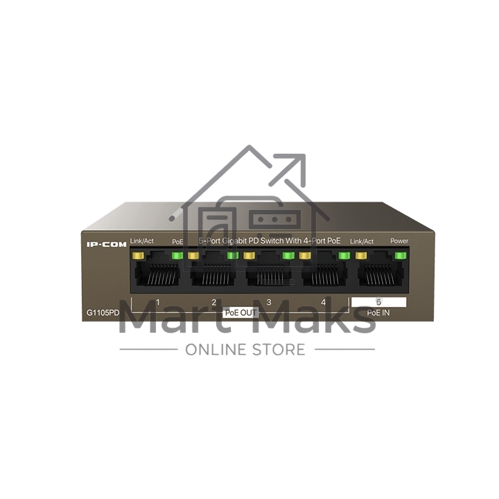 Коммутатор TENDA G1105PD (IP-COM) (5 портов Ethernet 10/100/1000 Мбит/сек, 4xPoE IEEE 802.3af 15.4W (max 30W)) (G1105PD)