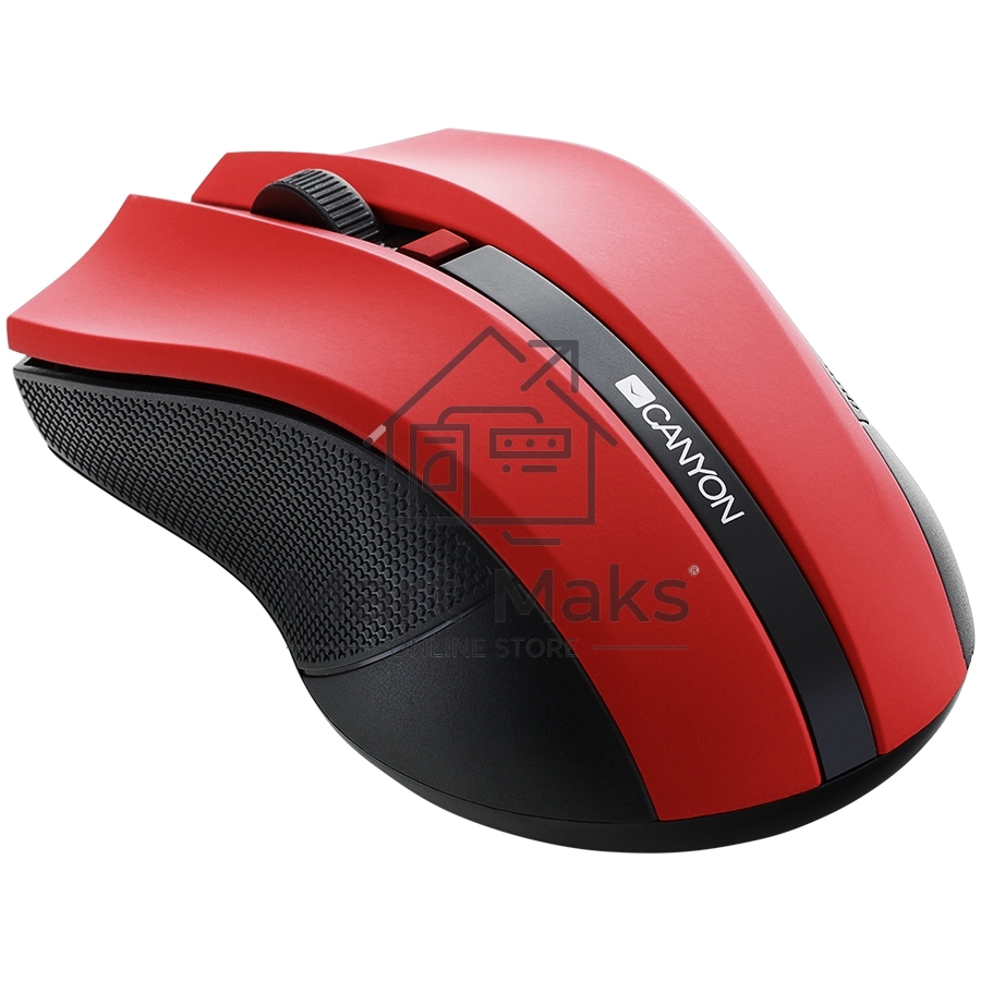 Мышь беспроводная Canyon MW-5 красный, 1600 dpi, радиоканал, USB, кнопки - 4