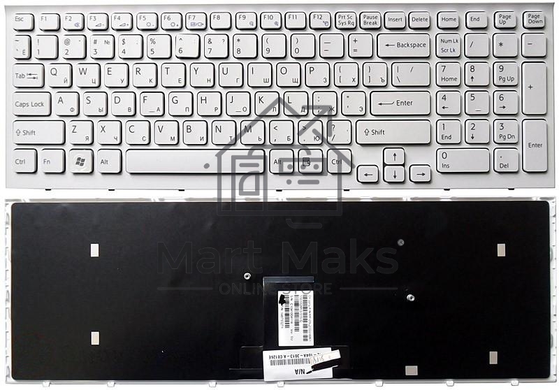 Клавиатура для ноутбука Sony Vaio VPC-EB белый с белой рамкой