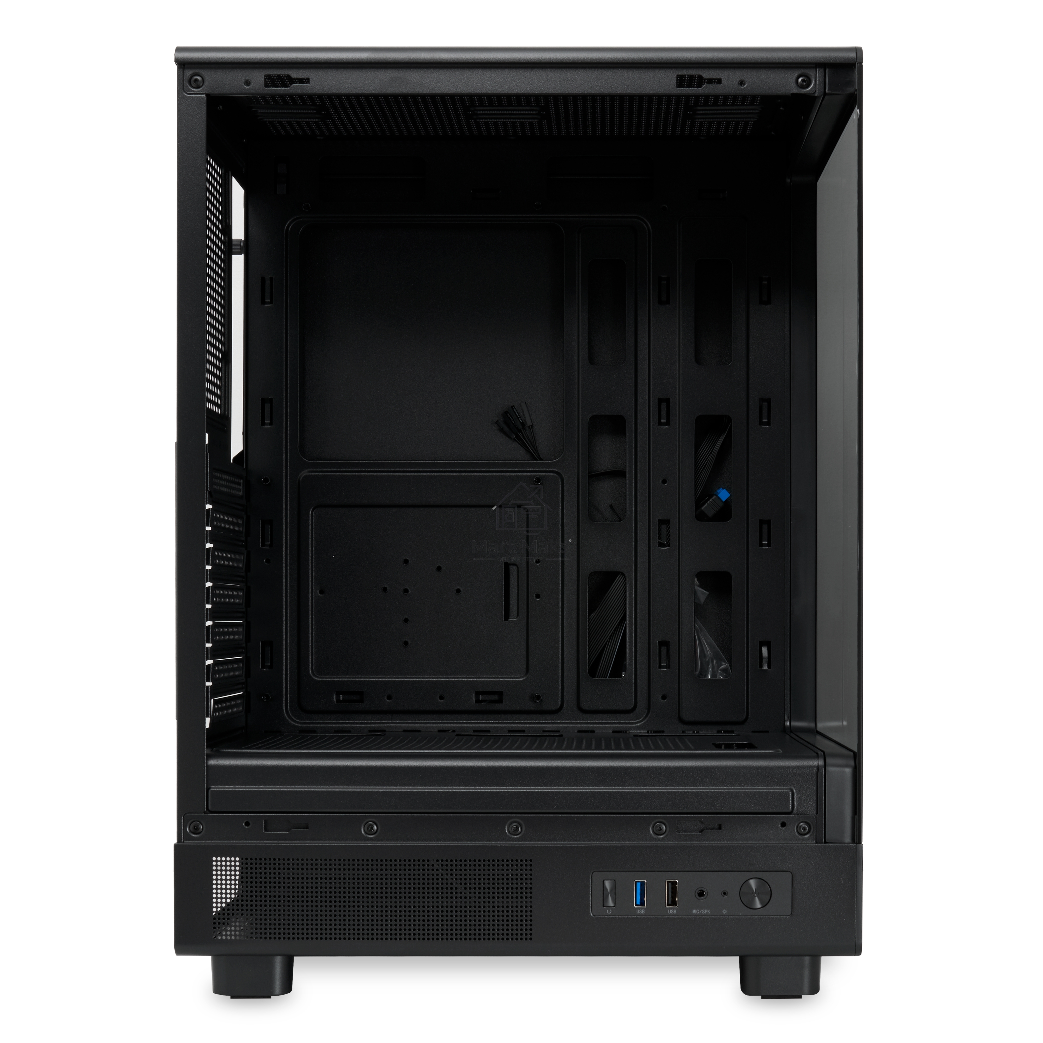 Компьютерный корпус без блока питания HSPD F510, Panoramic Mid Tower, черный, TG, 0.5 SPCC, no fans ATX, mATX, mITX 180/280/160mm 1x2.5