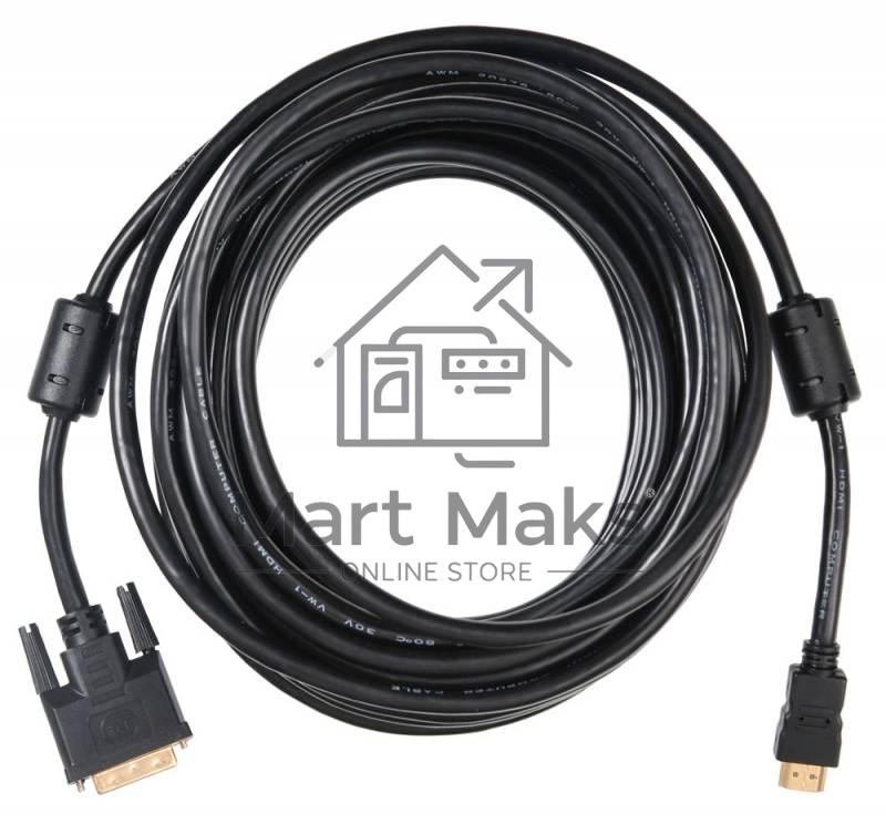 Кабель Buro HDMI-19M-DVI-D-10m 24M/19M 10м позол/ферритовые кольца