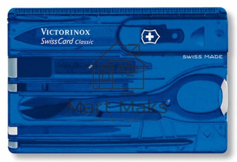 Швейцарская карта Victorinox SwissCard Classic (0.7122.T2) синий полупрозрачный коробка подарочная