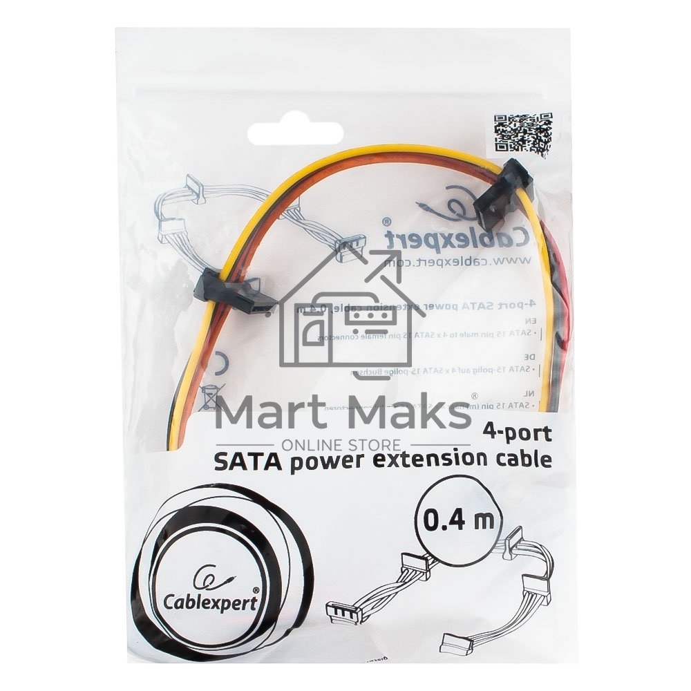 Кабель Cablexpert Кабеля питания SATA, 4x15pin(M)/15pin(F), 40см (CC-SATAMF-03)