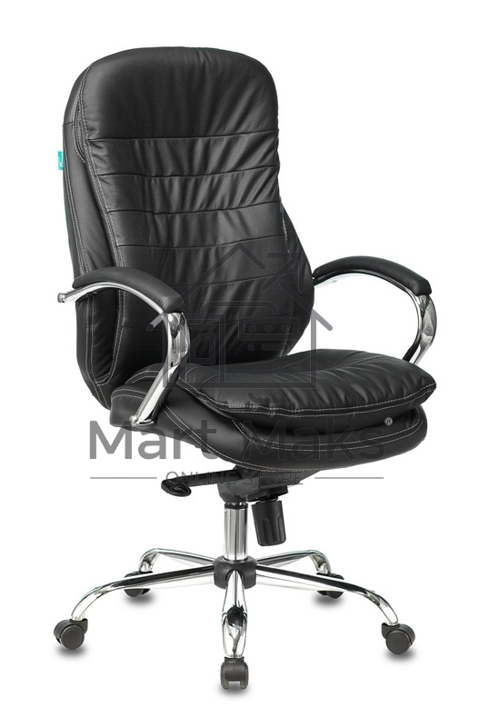 Кресло руководителя Бюрократ T-9950/BLACK черный, кожа, крестовина хром