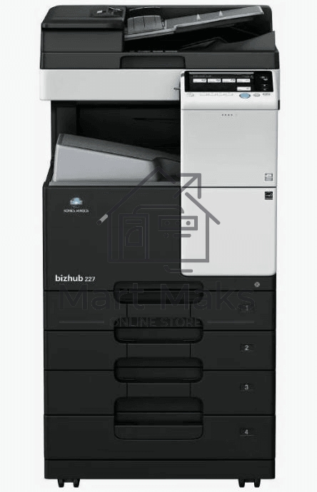 МФУ Konica-Minolta bizhub 227 монохромное, (A3, 22 стр./мин., 19000стр/мес, 250GB, сеть, дуплекс, 2*500л, 2GB, без крышки или автоподатчика, без тонера), обязат. установка специалистом АСЦ