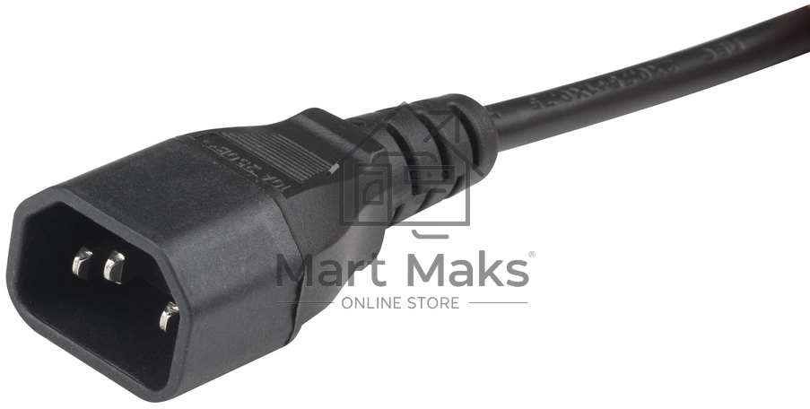 Кабель питания Hyperline PWC-IEC13A-IEC14-1.8-BK монитор-компьютер IEC 320 C13 (угловая) - IEC 320 C14 (3x0.75), 10A, прямая вилка, 1.8м, черный