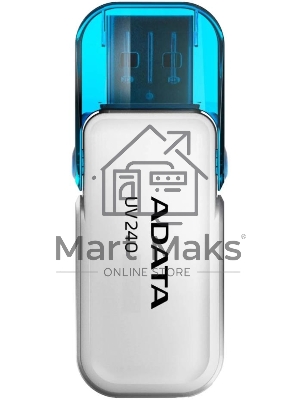 Флешка USB ADATA UV240 (AUV240-64G-RWH), 64Gb, USB 2.0, R/W 15/5, белый/синий