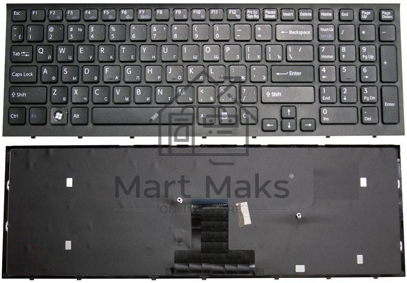 Клавиатура для ноутбука Sony Vaio VPC-EB черная с черной рамкой
