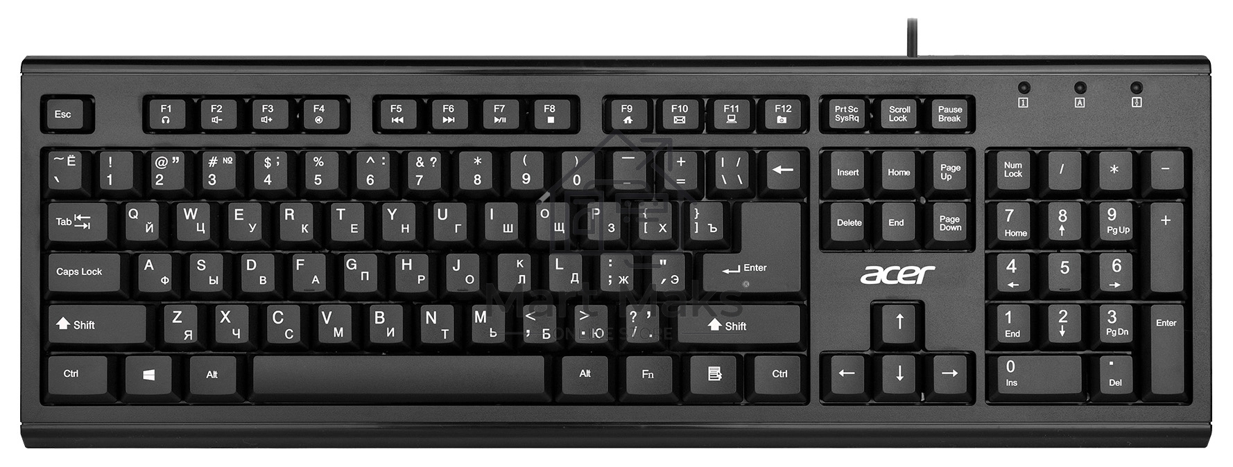 Клавиатура Acer OKW120 проводная, USB, черный