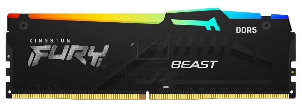 Оперативная память Kingston Fury Beast, DDR5, 16GB (1x16GB), 5600MHz, CL40, DIMM, с радиаторами, RGB, черный