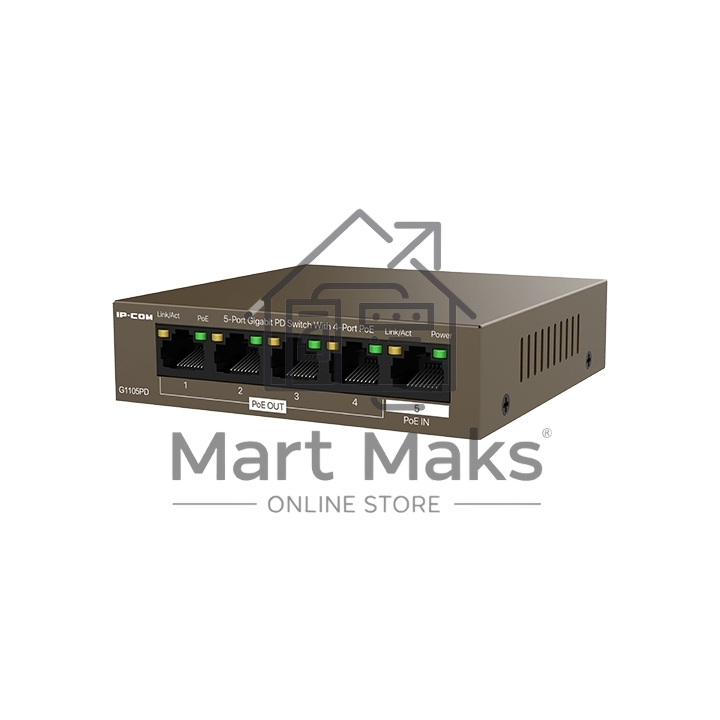 Коммутатор TENDA G1105PD (IP-COM) (5 портов Ethernet 10/100/1000 Мбит/сек, 4xPoE IEEE 802.3af 15.4W (max 30W)) (G1105PD)