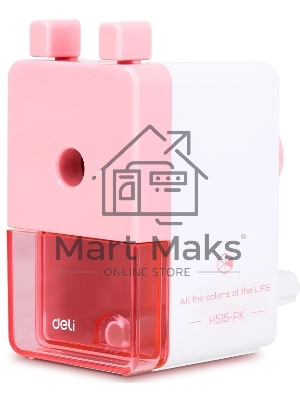 Точилка для карандашей механическая Deli EH515-PK, 1 отверстие, пластик, розовый/белый, пластиковый бокс