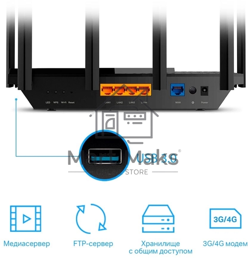 Маршрутизатор TP-Link Archer AX72 AX5400 Dual-Band Wi-Fi 6 Router